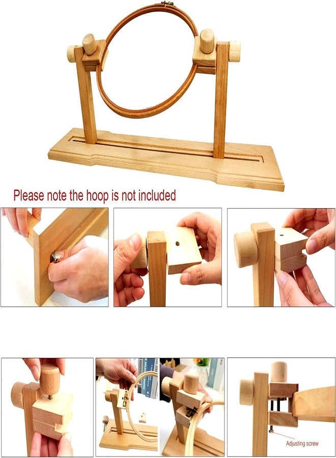 Jasol Adjustable Embroidery Hoop Stand, Hands-Free Wooden Cross Stitch Stand Holder for DIY Craft Sewing, Easy Operation Lifesaver Embroidery Supplies - Image 2
